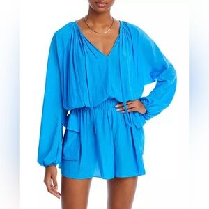 RAMY BROOK DJ Long Sleeve Short Romper Lake Blue Size Small Relaxed Fit MSRP 495